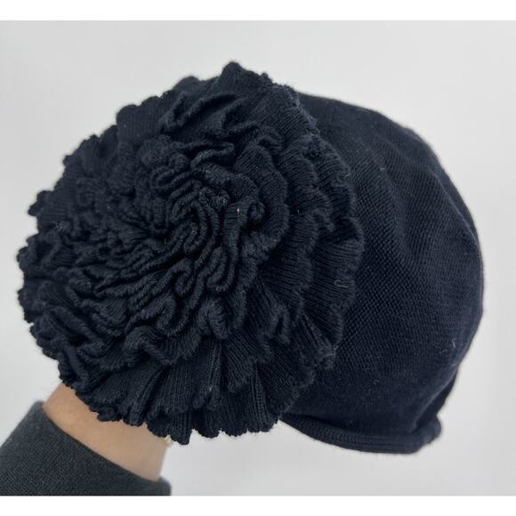 Parkhurst Black Cotton Beret Large Rosette Y2K OS - Picture 1 of 8